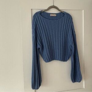 Stylish Blue Knit Sweater
